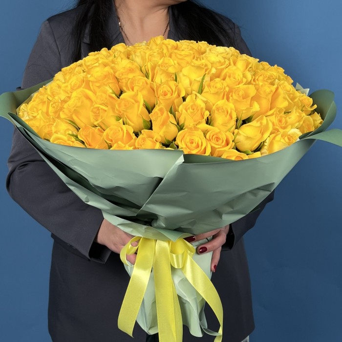 151 желтая роза 40 см