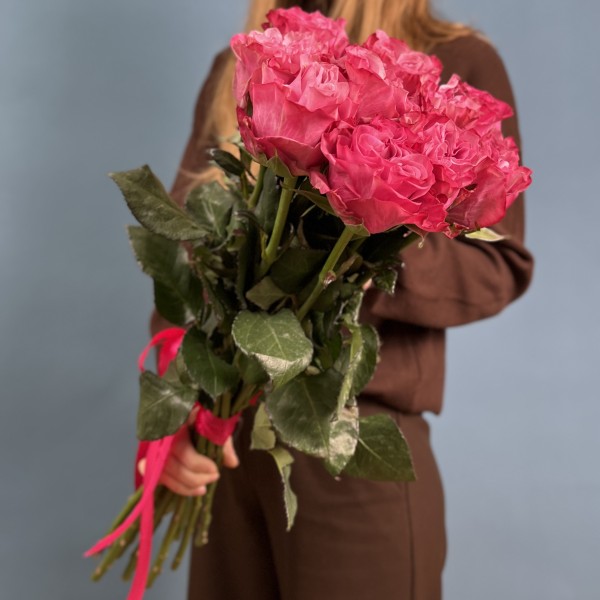 11 пионовидных роз Кантри блюз 60 см