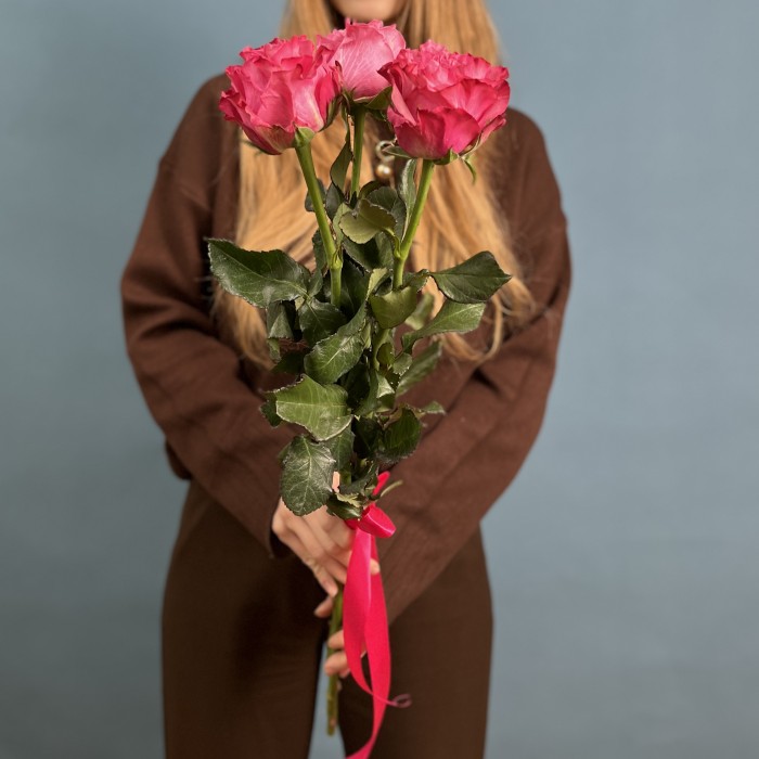 3 пионовидные розы Кантри блюз 60 см