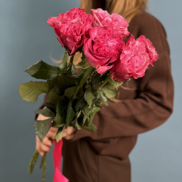 5 пионовидных сиреневых роз Кантри блюз 60 см