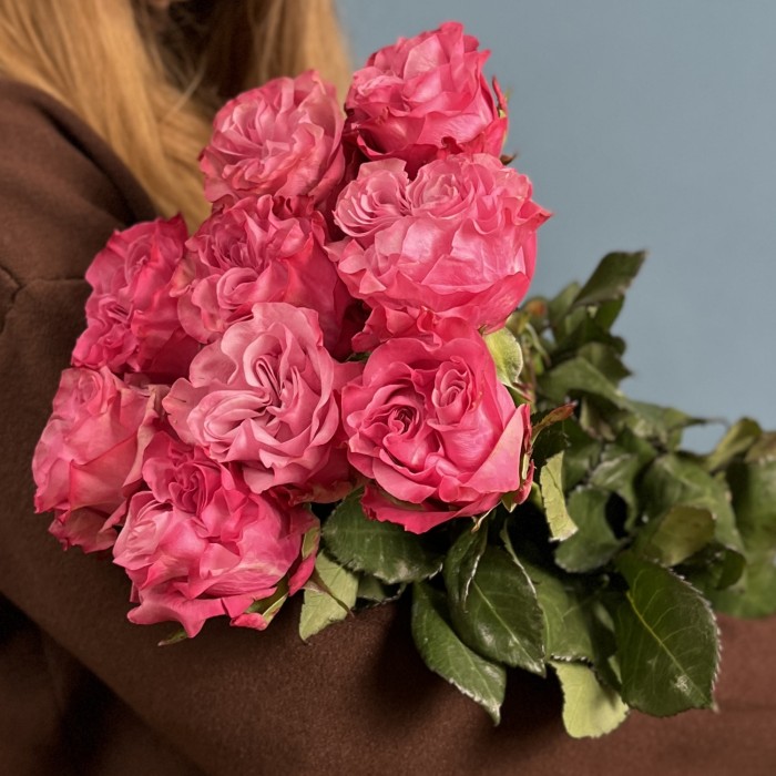 9 пионовидных роз Кантри блюз 60 см