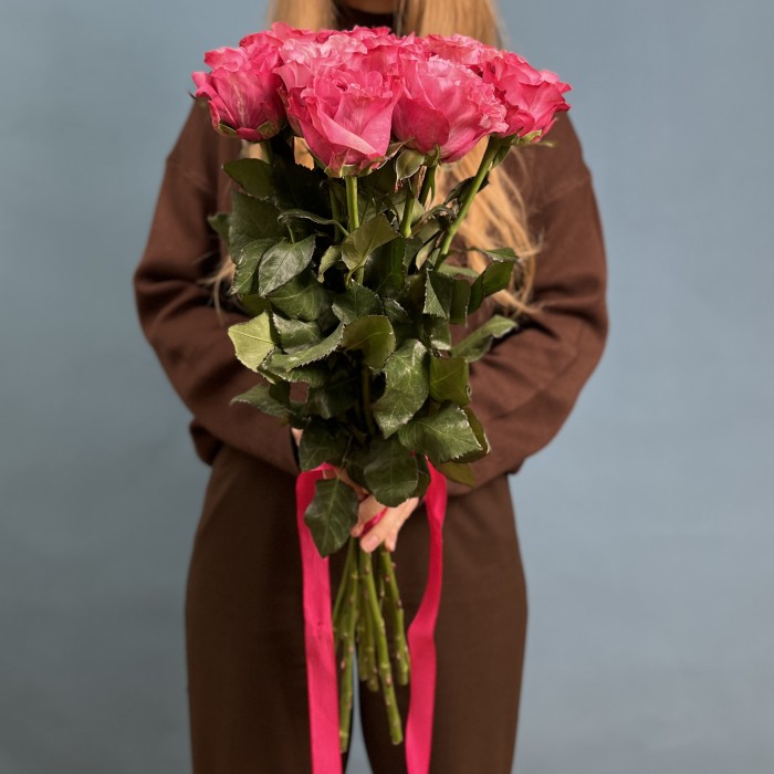 9 пионовидных роз Кантри блюз 60 см