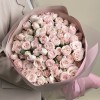 25 кустовых пионовидных роз розовый бомбастик 50 см