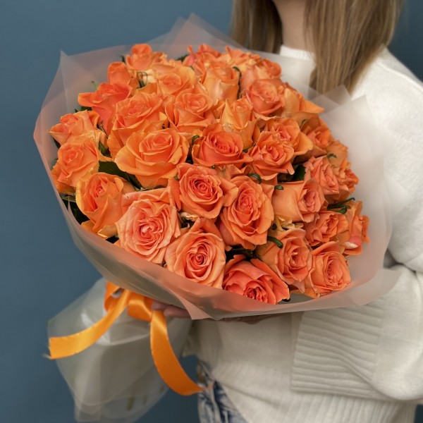 41 оранжевая роза Тропикал Амазон 50 см