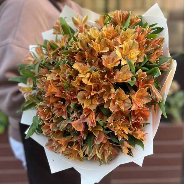 Букет из 29 оранжевых альстромерий