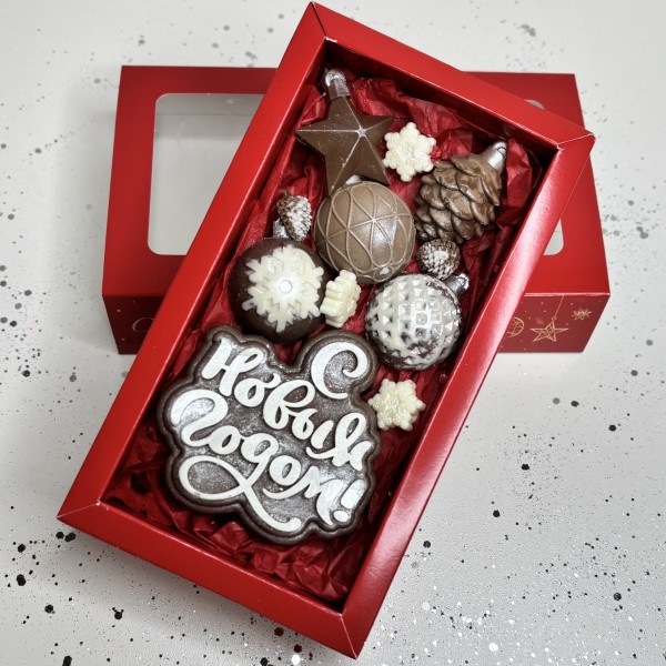 Новогодний набор из шоколада ручной работы С Новым годом