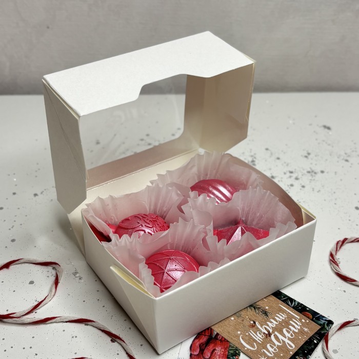 Новогодний набор из шоколада ручной работы розовый фейерверк