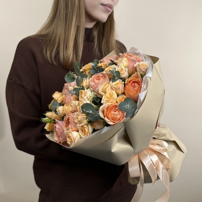 Букет из роз Персиковая Нежность