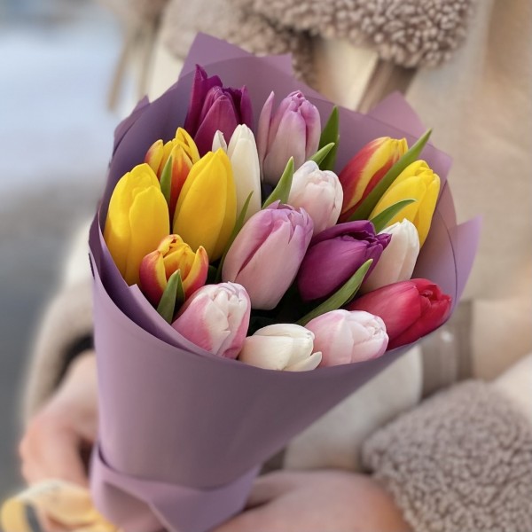 17 тюльпанов микс в упаковке