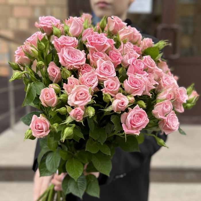 15 Розовых кустовых роз Одилия 60 см