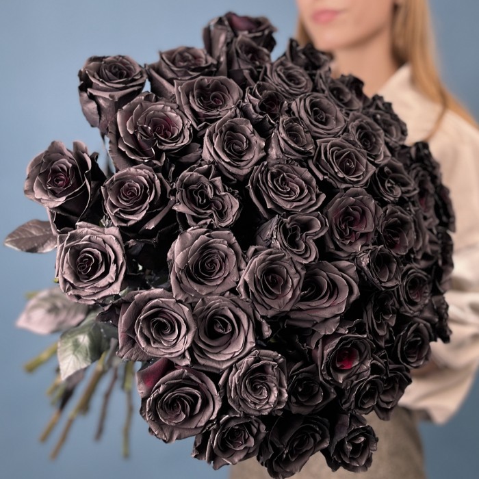 51 черная роза 60 см