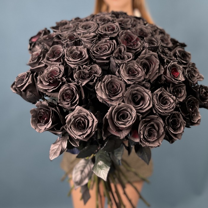 51 черная роза 60 см