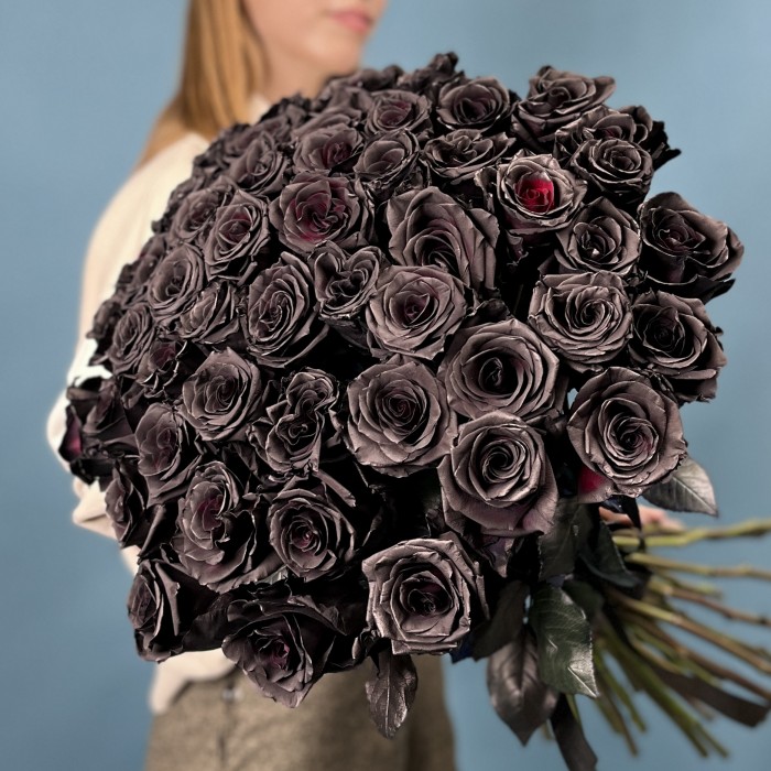 51 черная роза 60 см