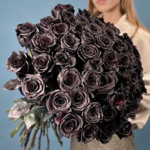 51 черная роза 60 см