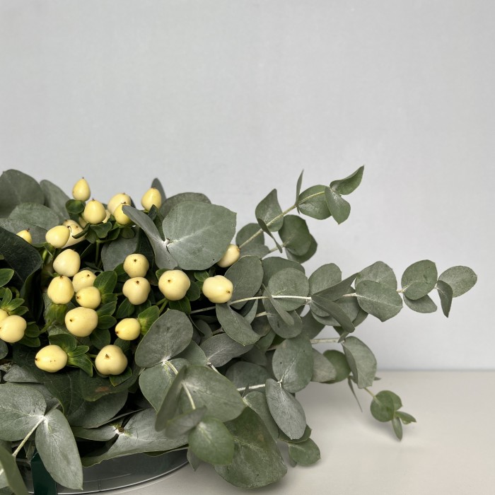 Настольная композиция с белым гиперикумом