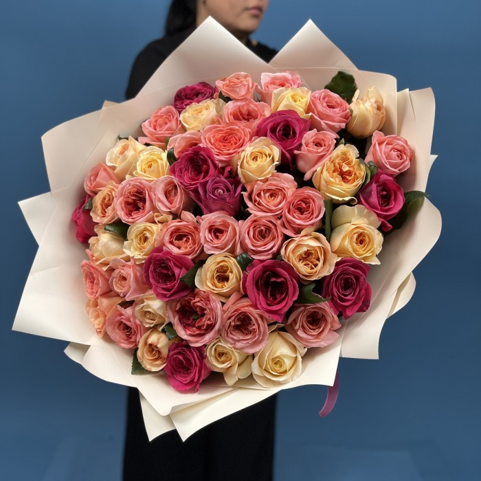 51 роза Микс 60 см