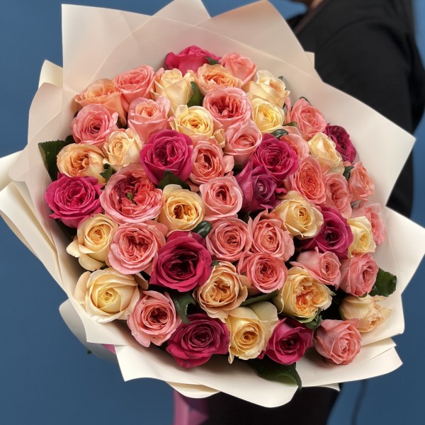 51 роза Микс 60 см