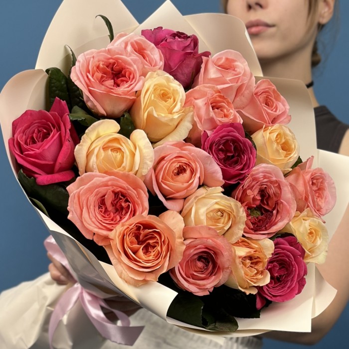 21 роза MIX 60 см