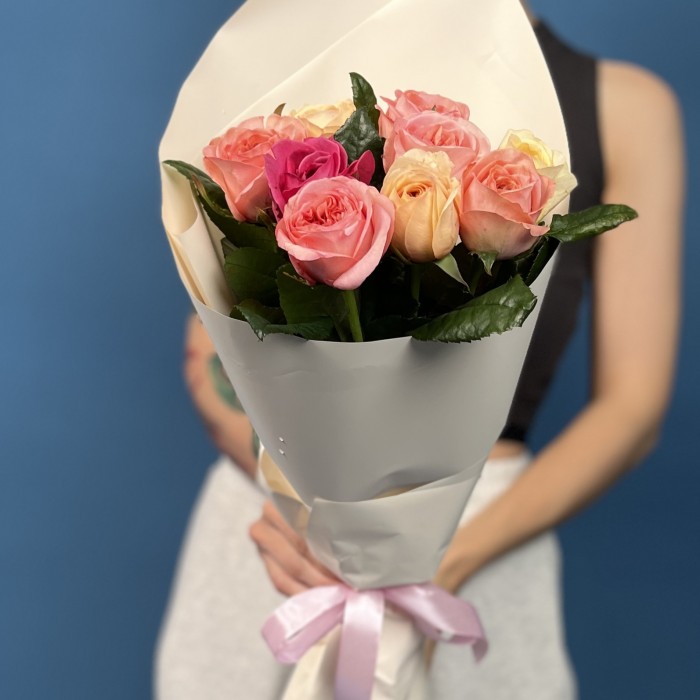 9 роз Микс 60 см