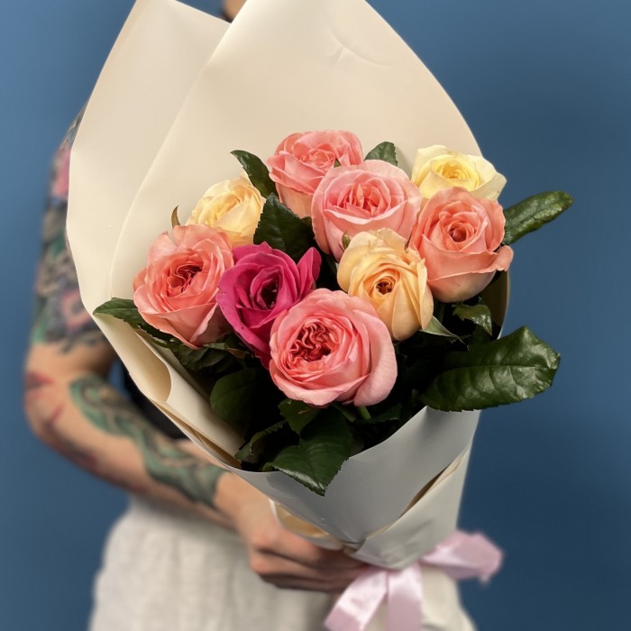 9 роз Микс 60 см