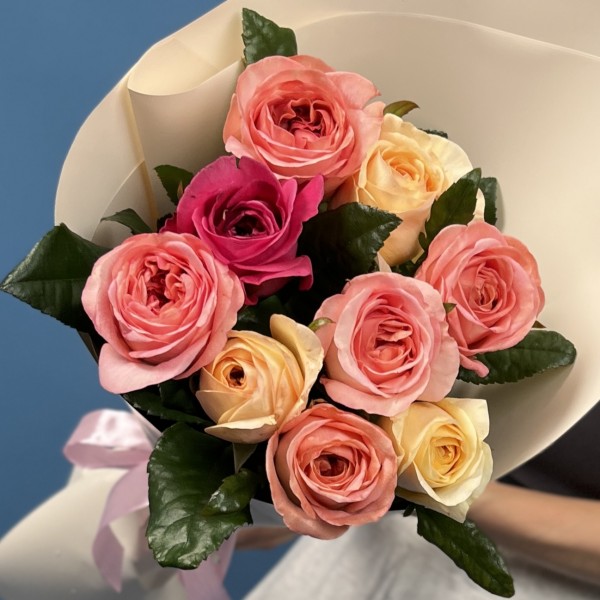 9 роз Микс 60 см