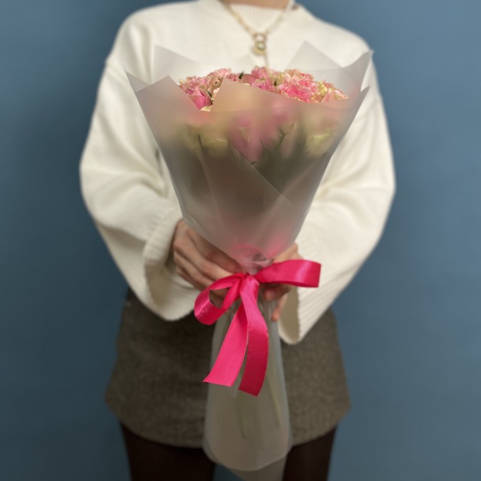 25 роз розовый микс