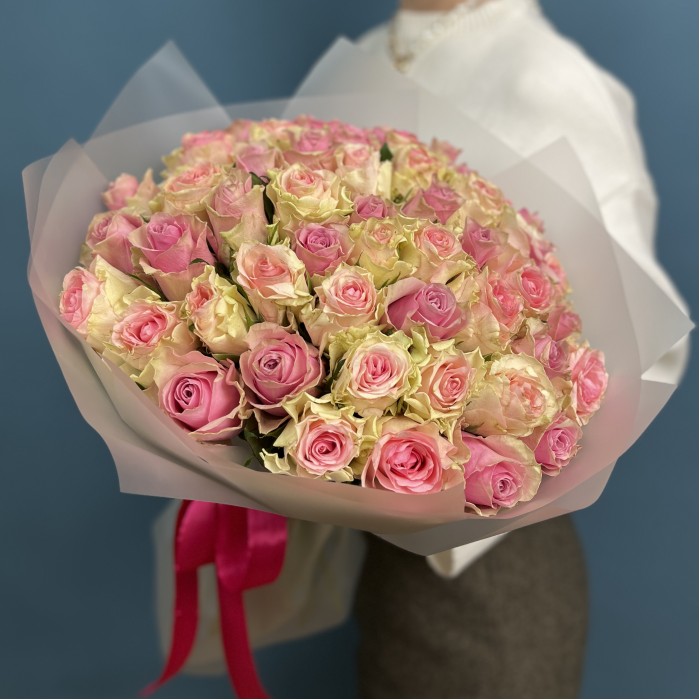 51 роз розовый микс