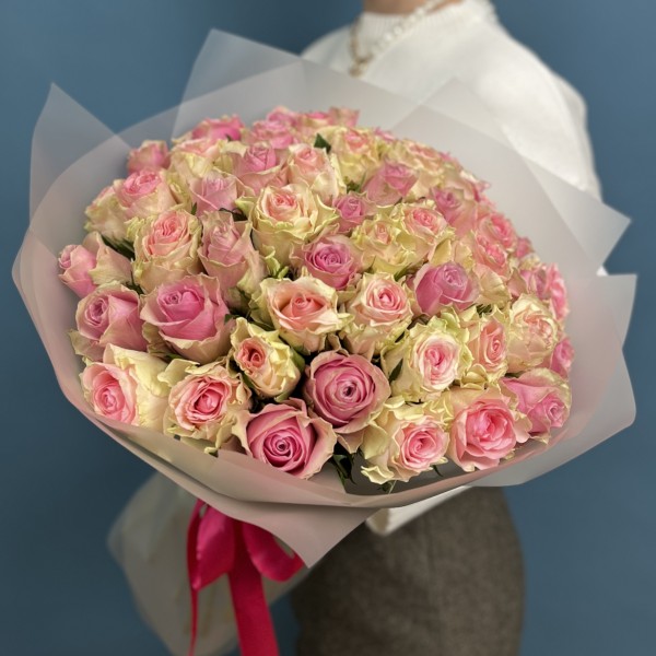 51 роз розовый микс