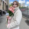 3 розовые пионовидные розы Мадам Бомбастик 60 см
