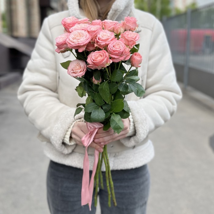 5 кустовых Пионовидных роз Мадам Бомбастик 60 см