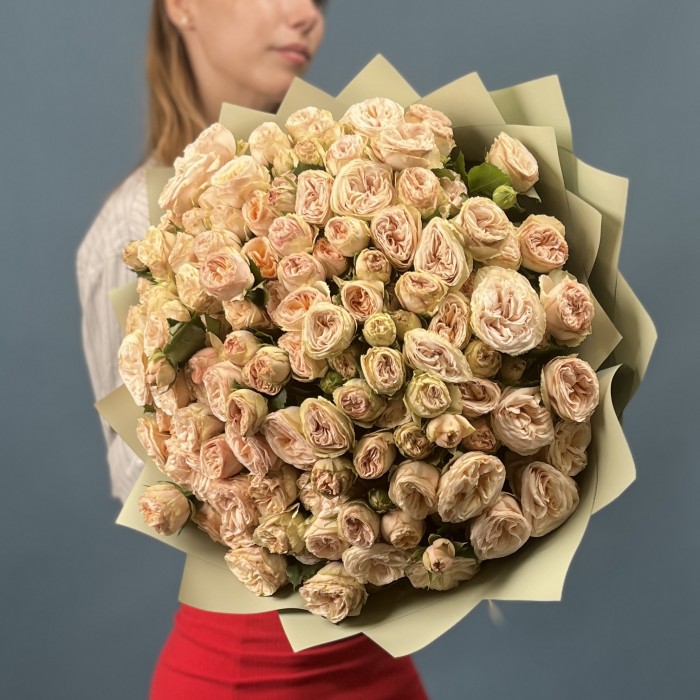 25 кустовых пионовидных роз Джентл трендсеттер 60 см