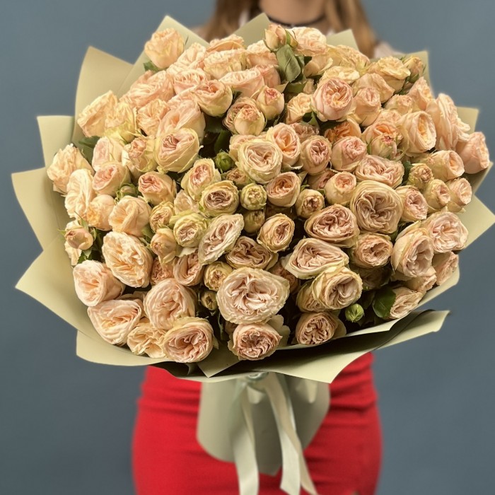 25 кустовых пионовидных роз Джентл трендсеттер 60 см