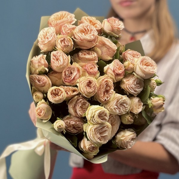 7 кустовыхперсиковых роз Джентл трендсеттер 50 см