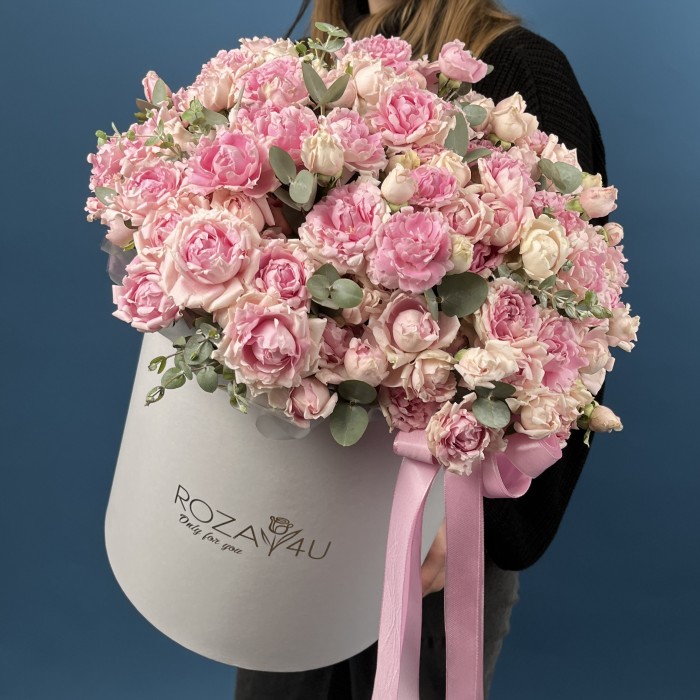 51 кустовая пионовидная роза Кэнди Флоу  в коробке