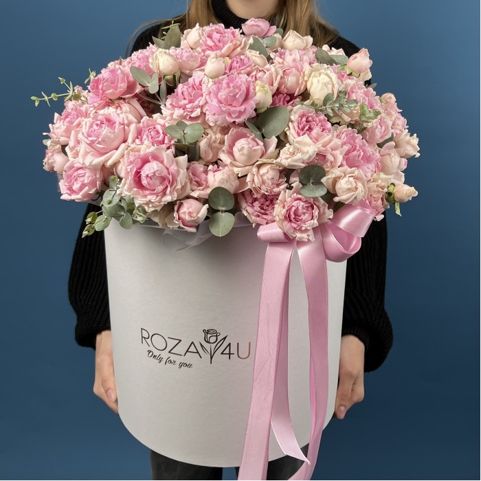 51 кустовая пионовидная роза Кэнди Флоу  в коробке