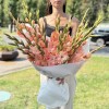 19 розовых гладиолусов