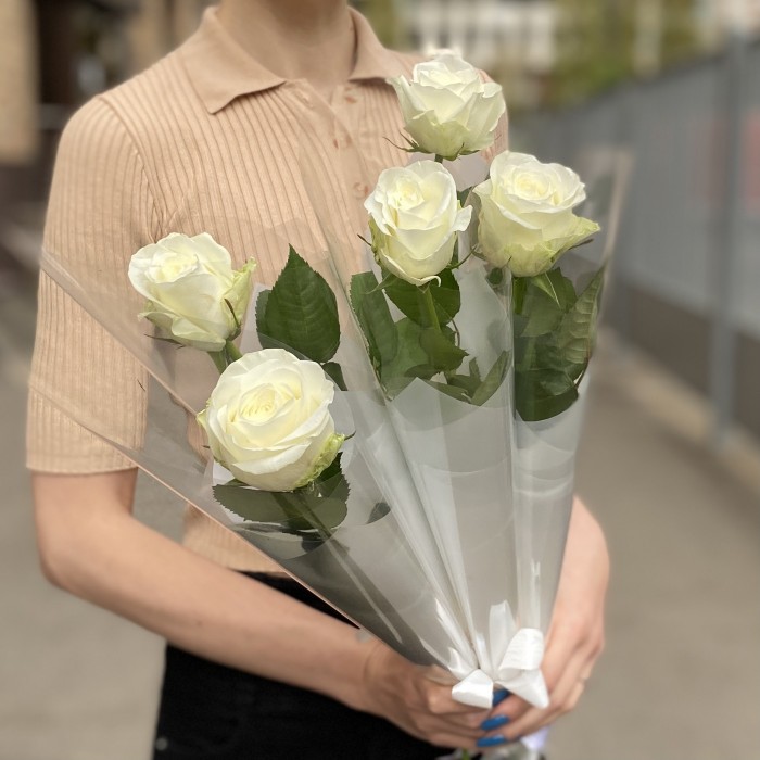 1 белая роза 60 см