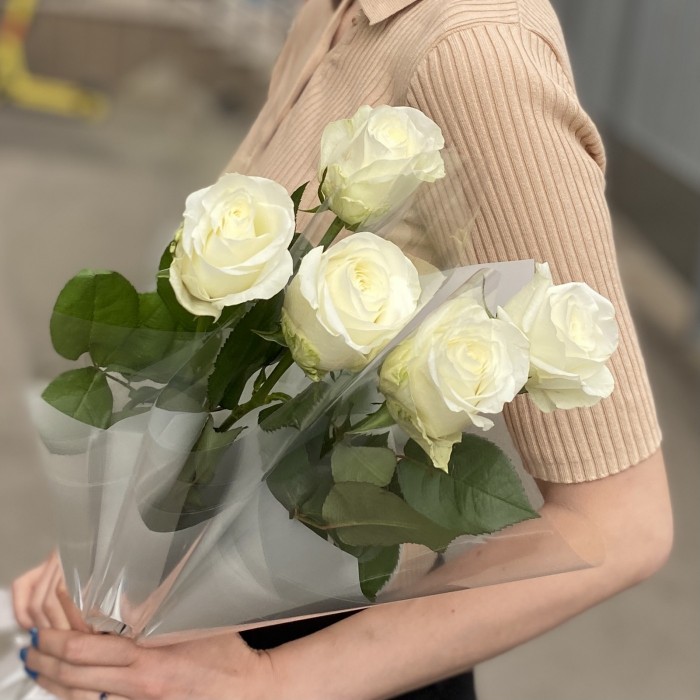 1 белая роза 60 см