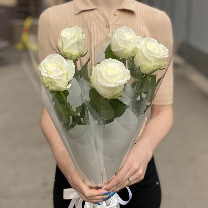 1 белая роза 60 см