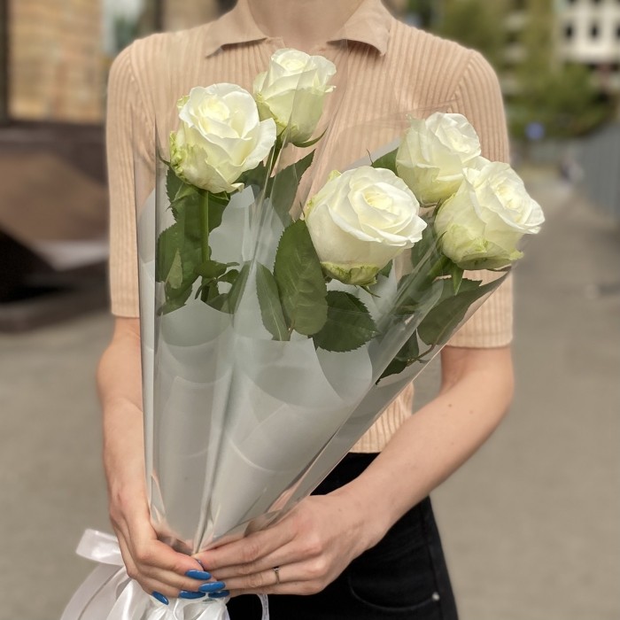 1 белая роза 60 см