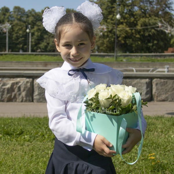 Букет в коробке белый