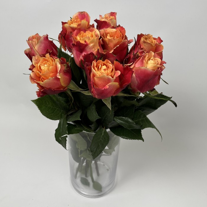 Роза 40 см Оранжево-красная 3Д