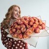 75 красно-оранжевых роз 3Д