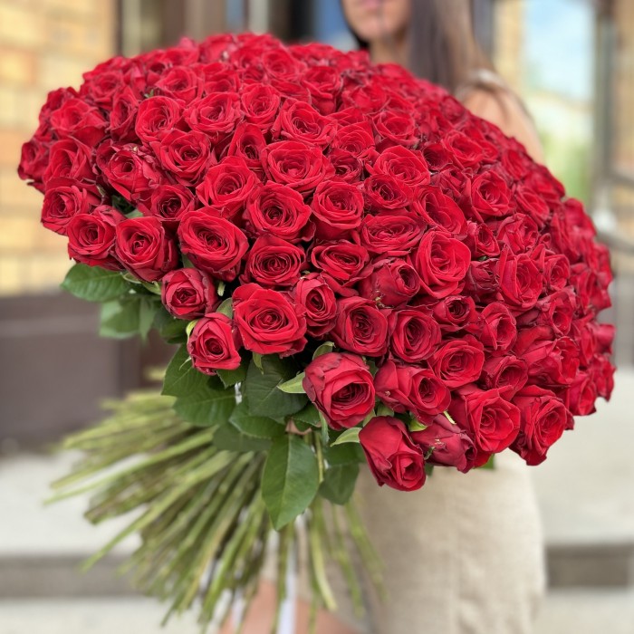 201 красная роза 60 см