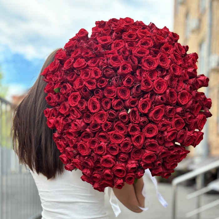 201 красная роза 60 см