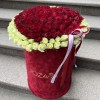 201 роза Сердце в бархатной коробке