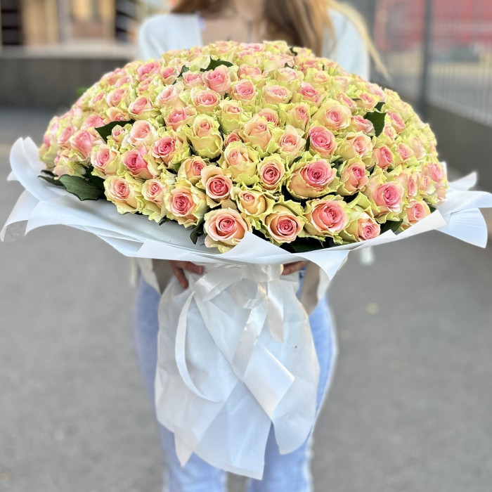 201 нежно-розовая роза 40 см