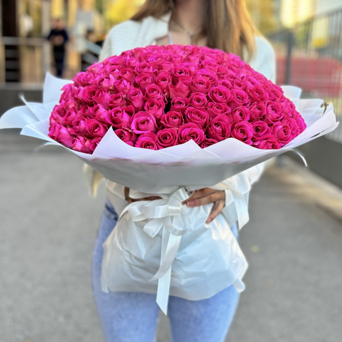 201 розовая роза 40 см