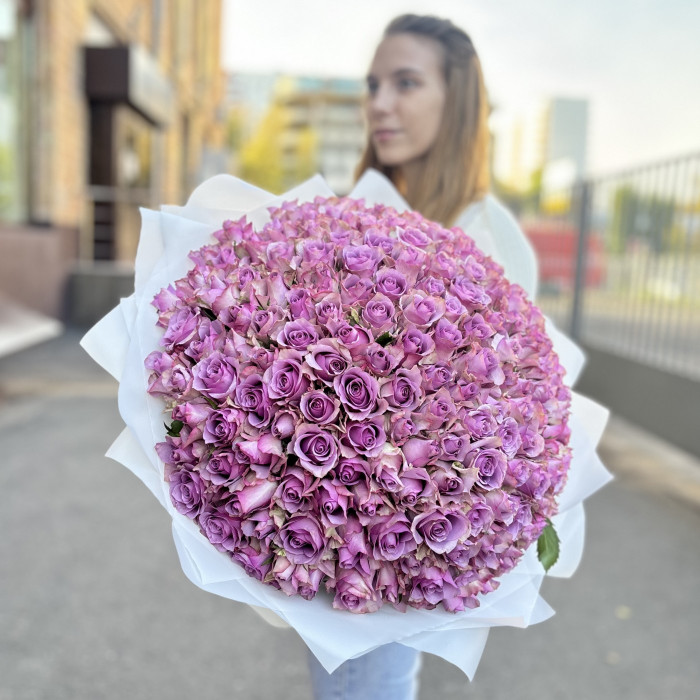 201 сиреневая роза 40 см