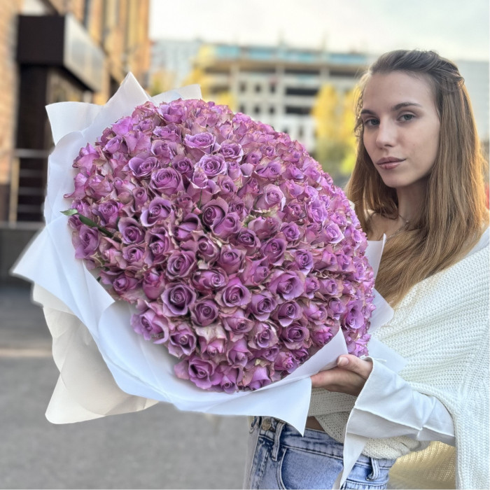 201 сиреневая роза 40 см